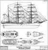 Training Ship "Grossherzog Friedrich August" (Later "Statsraad Lehmkuhl") - Sail and Rigging Plan and Hull Details