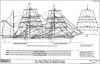 Barque Rigged Auxiliary Whaler - Detail of Sails and Running Rigging